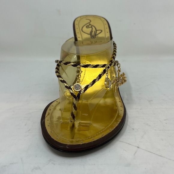 Baby Phat Gold/Brown Wedge Sandals Rhinestone Y2K Glam Women's US 10B VTG NEW - Picture 5 of 16